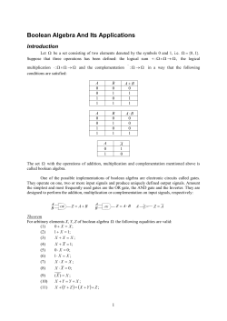 Boolean Algebra And Its Applications