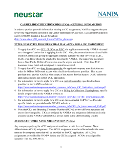 CARRIER IDENTIFICATION CODES (CICs) &ndash; GENERAL