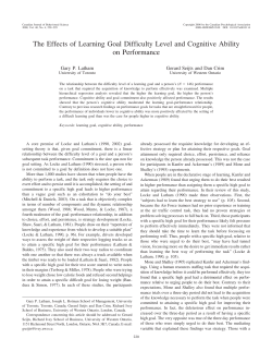 The Effects of Learning Goal Difficulty Level and Cognitive Ability on