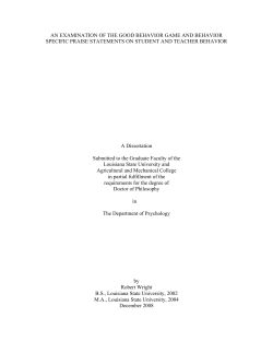 AN EXAMINATION OF THE GOOD BEHAVIOR GAME AND