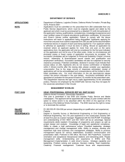 ANNEXURE C DEPARTMENT OF DEFENCE APPLICATIONS