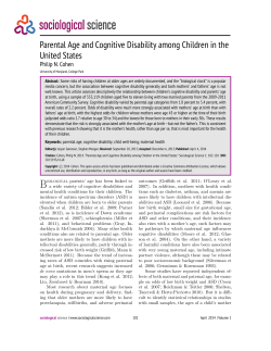 Parental Age and Cognitive Disability among Children in the United