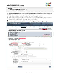 USIIS User Documentation Immunizations, Enter immunizations