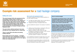 Example risk assessment for a road haulage company