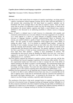 Cognitive factors behind second language acquisition