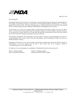 March 29, 2016 Dear Shareholder: MacDonald