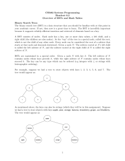 CSI402 Systems Programming Handout 6.2 Overview of BSTs and