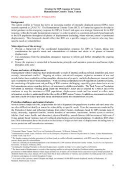 Strategy for IDP response in Yemen Humanitarian Country Team