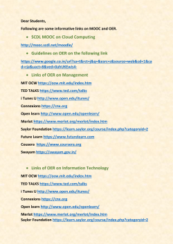 • SCDL MOOC on Cloud Computing • Guidelines on OER on the