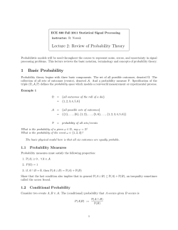 Lecture 2: Review of Probability Theory 1 Basic Probability