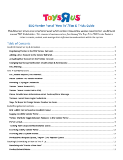 For the EDQ Portal - Toys"R&rdquo;Us Vendor Extranet