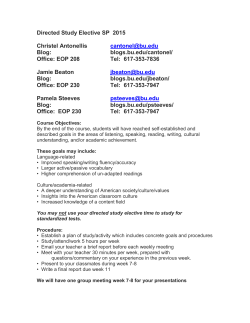 Directed Study Elective SP 2015 Christel Antonellis cantonel@bu