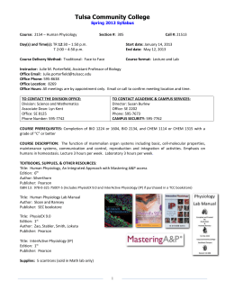 Course: 2154 &ndash; Human Physiology Section #: 305 Call