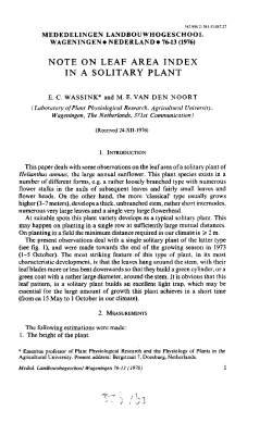 note on leaf area index in a solitary plant - Wageningen UR E