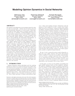 Modeling Opinion Dynamics in Social Networks