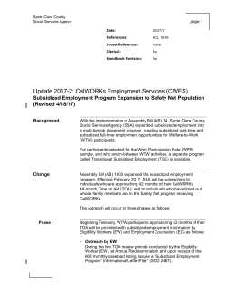 Update 2017-2: CalWORKs Employment Services (CWES)