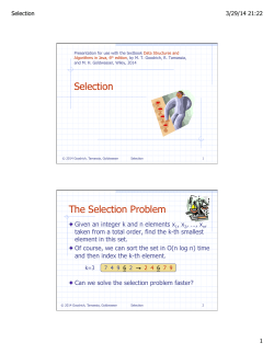 Selection The Selection Problem