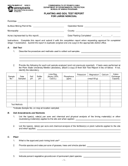 Planting and Soil Test Report for Large Noncoal