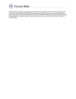 Fannie Mae launched the Inquiry Response Tool (IRT) vendor portal