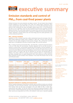 Emission standards and control of PM2.5 from coal