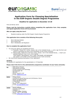 Application Form for the European MSc-programme - EUR