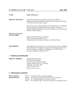 CURRICULUMVITAE May 2016 - Western University Economics