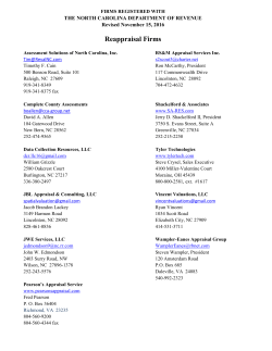 Reappraisal Firms - North Carolina Department of Revenue