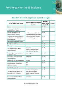Cognitive level of analysis What you need to