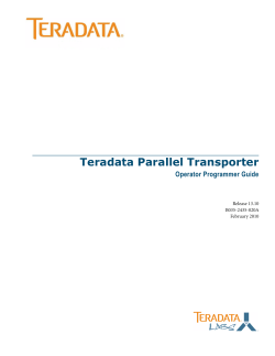 Teradata Parallel Transporter Operator Programmer Guide