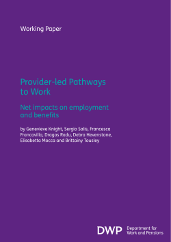 Provider-led Pathways to Work