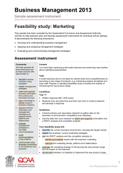 Feasibility study - Marketing - Queensland Curriculum and