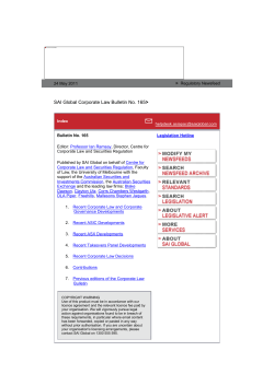 Corporate Law Bulletin 165 - May 2011