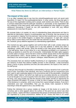 an Intervention in Mental Health philip stokoe associates