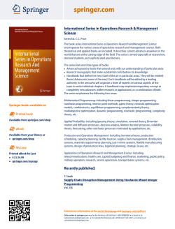 International Series in Operations Research