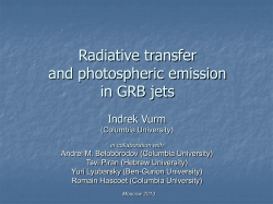 Radiative transfer and photospheric emission in GRB jets
