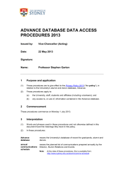 Advance Database Data Access Procedures 2013