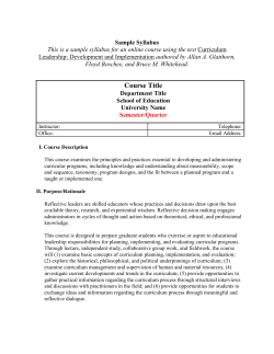 EDAD 716 - The Administrator and Curriculum Development