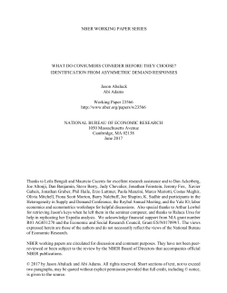 NBER WORKING PAPER SERIES WHAT DO CONSUMERS