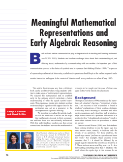 Early Algebraic Reasoning