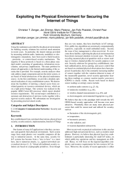 Exploiting the Physical Environment for Securing the Internet of Things