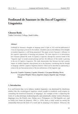 Ferdinand de Saussure in the Era of Cognitive Linguistics