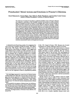 Preschoolers` Moral Actions and Emotions in Prisoner`s Dilemma