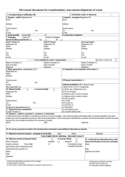 Movement form for transboundary movements/shipments of waste