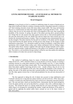 Stabilisation of steep slopes by plants