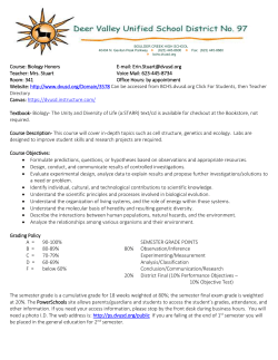 Honors Biology Syllabus - Deer Valley Unified School District