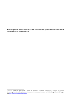 Appunti per la definizione di un set di metadati gestionali