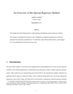 An Overview of the Special Regressor Method