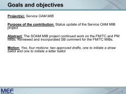 SOAM MIB Status Update - IEEE 802 LAN/MAN Standards Committee