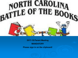 BOB 2017 Parent Meeting - Public Schools of Robeson County