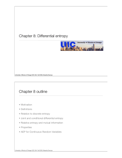 Chapter 8: Differential entropy Chapter 8 outline
